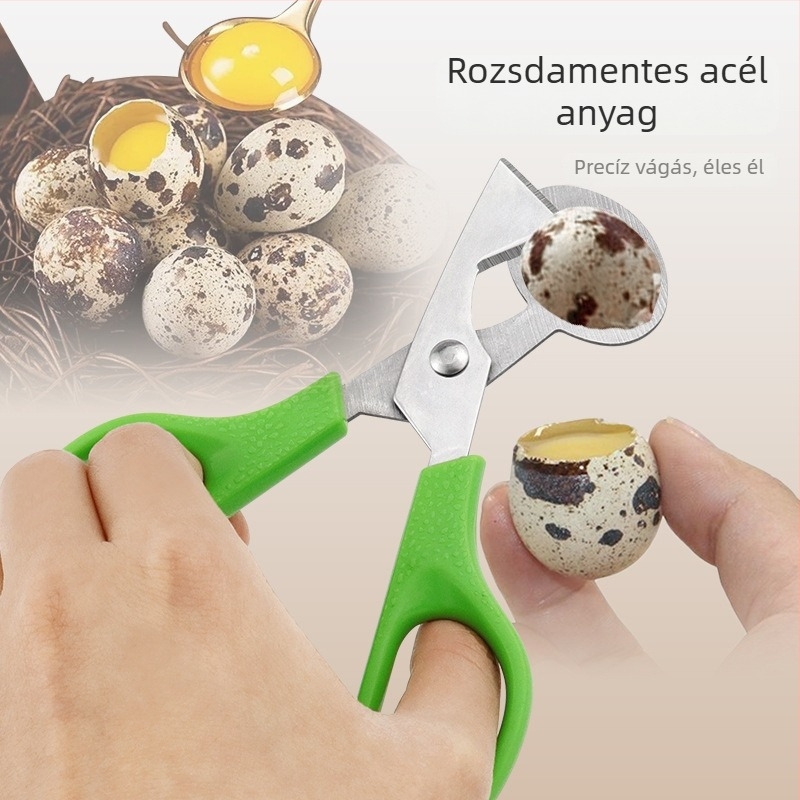 Fürjtojás héjnyitó és vágó, rozsdamentes acélból készült