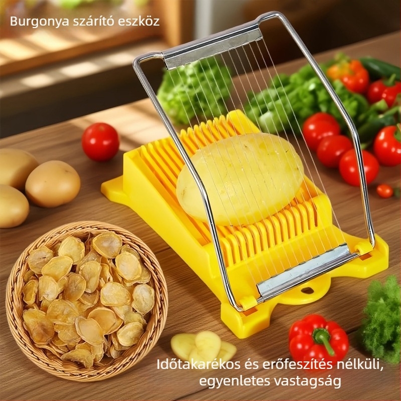 Többcélú szeletelő és préselő eszköz burgonyához, szárított burgonyához, tofuhoz és konzervhúshoz
