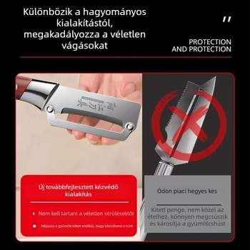 Gyümölcs-hámozó kés rozsdamentes acél pengével és PP nyéllel – többfunkciós konyhai eszköz otthoni és professzionális használatra