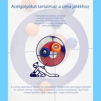 Mini asztali curling – hordozható beltéri társasjáték családi interakcióval és csapatépítéssel