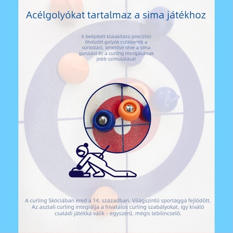 Mini asztali curling – hordozható beltéri társasjáték családi interakcióval és csapatépítéssel