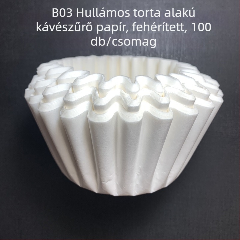 Fehérített kávéfőző filterpapír, tál alakú, hullámos széle, 200 × 80 mm, 100 darab