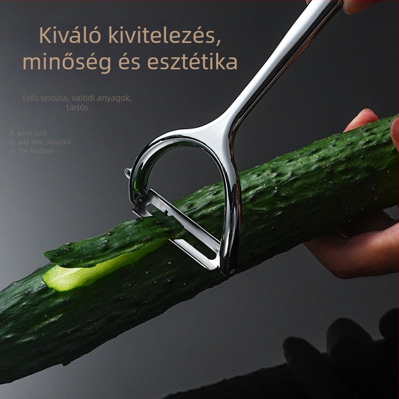 Cinkötvözetből készült lapos szájú, fogazott hámozó burgonyához és dinnyéhez, prémium konyhai eszköz