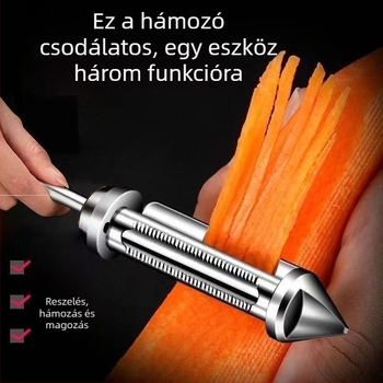 Rozsdamentes acélból készült többfunkciós hámozó burgonyahoz, gyümölcsökhöz és dinnyéhez, kaparó funkcióval
