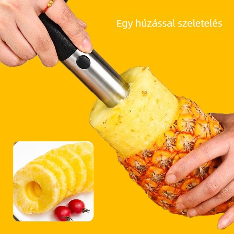Rozsdamentes acél ananász hámozó és kivágó eszköz – szemek eltávolítása, vastagított hámozás, hús kinyerése