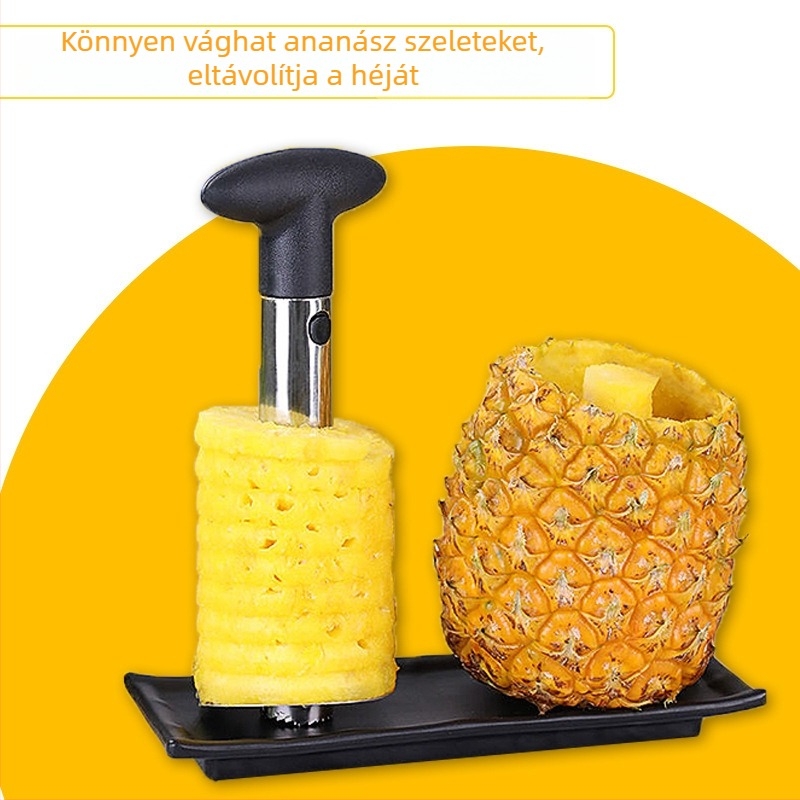 Rozsdamentes acél ananász hámozó és kivágó eszköz – szemek eltávolítása, vastagított hámozás, hús kinyerése