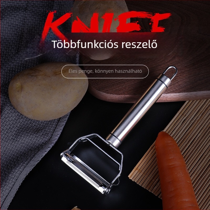 Rozsdamentes acélból készült kétfunkciós hámozó és julienne szeletelő gyümölcsök és zöldségek számára