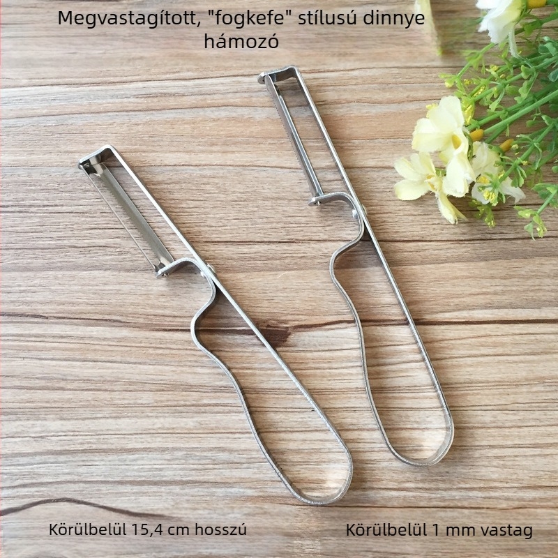 Rozsdamentes acélból készült fogkefére emlékeztető gyümölcs hámozó, 1,5 mm vastagságú, multifunkcionális konyhai eszköz