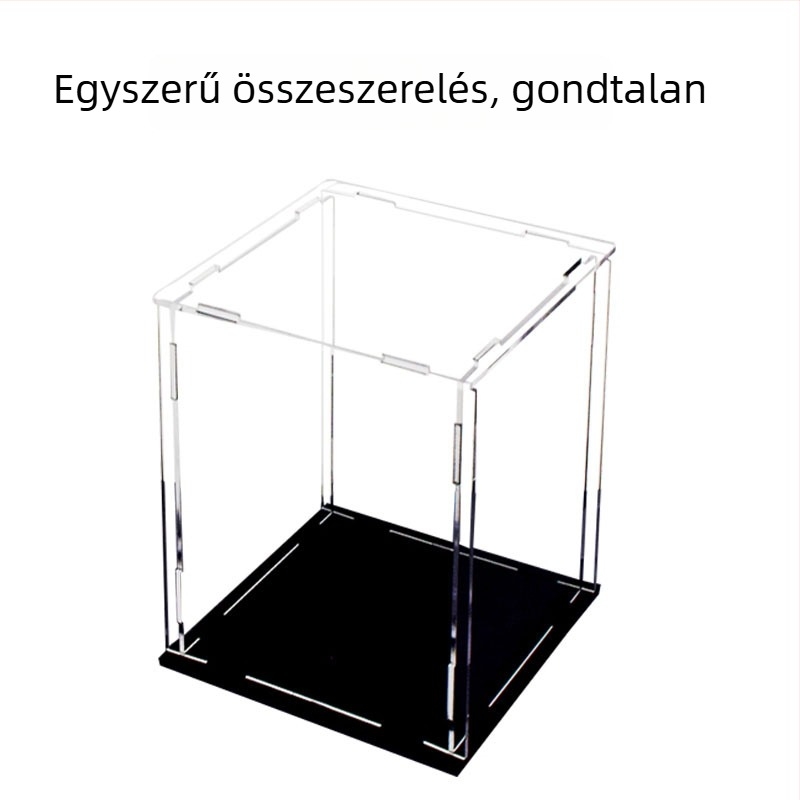Akril bemutató doboz figurákhoz – átlátszó porvédő tároló, méret 10×10×10 cm, 1 L kapacitás, modell jlc-41