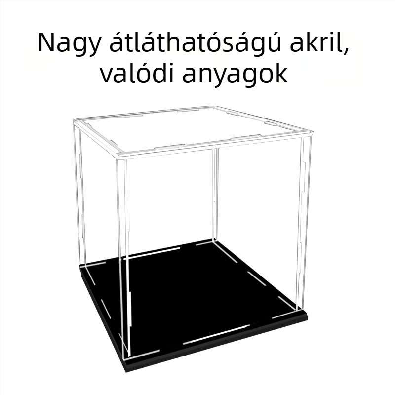 Akril bemutató doboz figurákhoz – átlátszó porvédő tároló, méret 10×10×10 cm, 1 L kapacitás, modell jlc-41