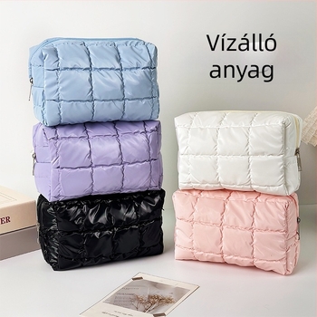 Pelyhetöltésű vízálló kozmetikai táska, nagy kapacitású, kényelmes 3D-s utazó neszesszer, aranyos 3D-s kis tároló neszesszer, clutch-stílusú táska