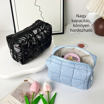 Pelyhetöltésű vízálló kozmetikai táska, nagy kapacitású, kényelmes 3D-s utazó neszesszer, aranyos 3D-s kis tároló neszesszer, clutch-stílusú táska