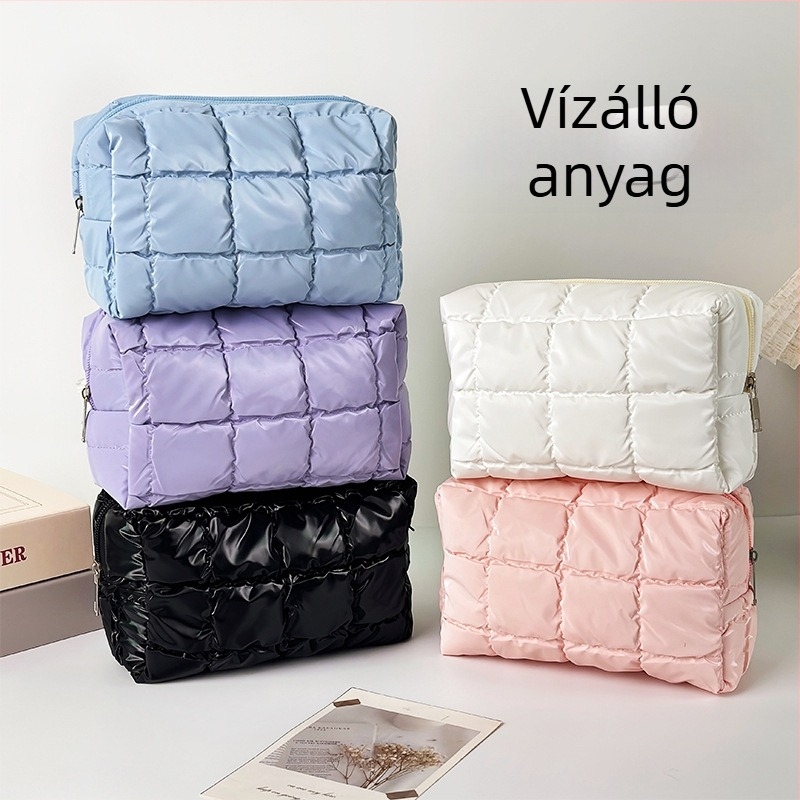 Pelyhetöltésű vízálló kozmetikai táska, nagy kapacitású, kényelmes 3D-s utazó neszesszer, aranyos 3D-s kis tároló neszesszer, clutch-stílusú táska