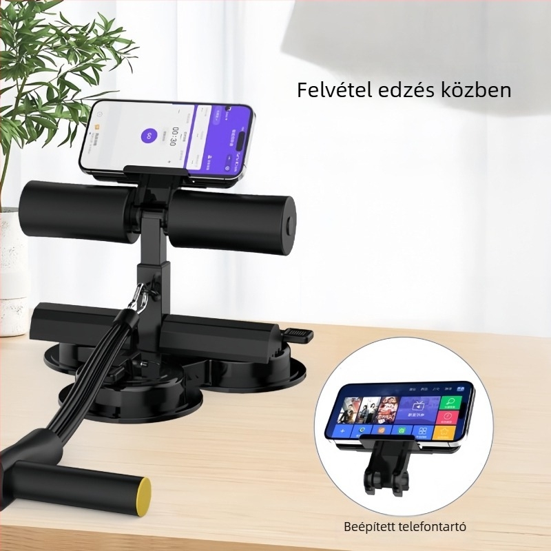 Három szívófejjel és ellenállás-zsinórokkal ellátott felülés-segítő készülék
