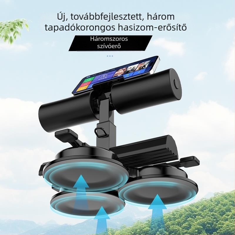 Három szívófejjel és ellenállás-zsinórokkal ellátott felülés-segítő készülék