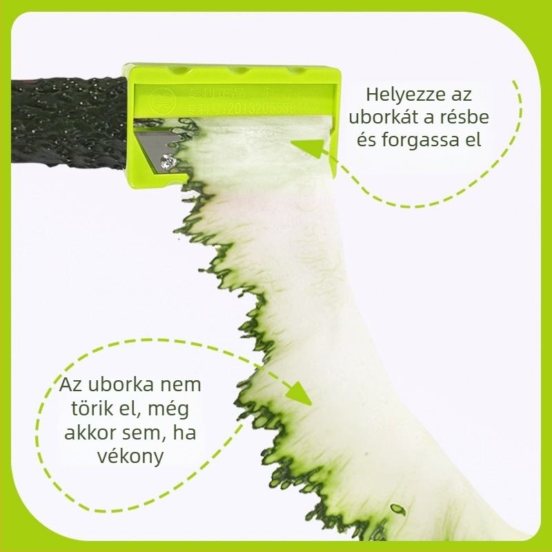 Uborkahámozó és szeletelő, görgős kialakítás, tükrös