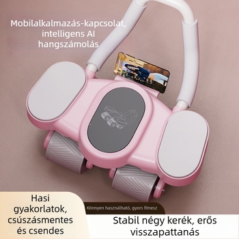 Intelligens négykerekű hasi görgő automatikus visszapattanással, könyöktámaszos otthoni edzéseszköz