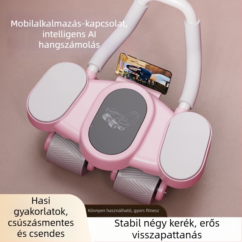 Intelligens négykerekű hasi görgő automatikus visszapattanással, könyöktámaszos otthoni edzéseszköz