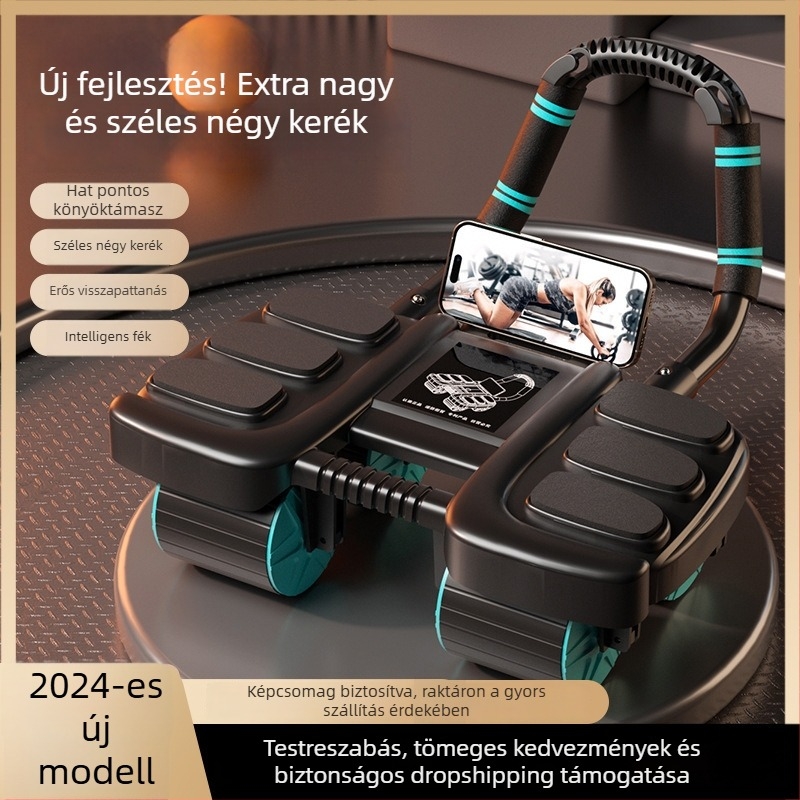 Okos négykerekű hasizom-roller automatikus visszacsatolással és hat könyöktámasz-támogatással a hasizom-edzéshez