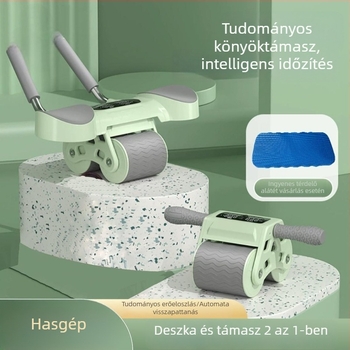 Hasizom-roller automatikus visszafordítással és számlálóval – csendes, csúszásmentes, kíméli a derekat, otthoni edzéshez