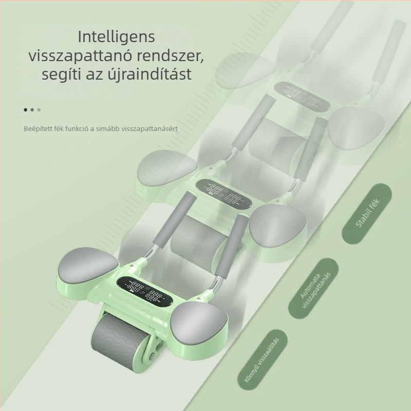 Hasizom-roller automatikus visszafordítással és számlálóval – csendes, csúszásmentes, kíméli a derekat, otthoni edzéshez