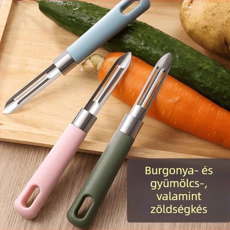 Konyhai hagyományos hámozó rozsdamentes acélból, gyümölcsök és zöldségek számára, multifunkcionális