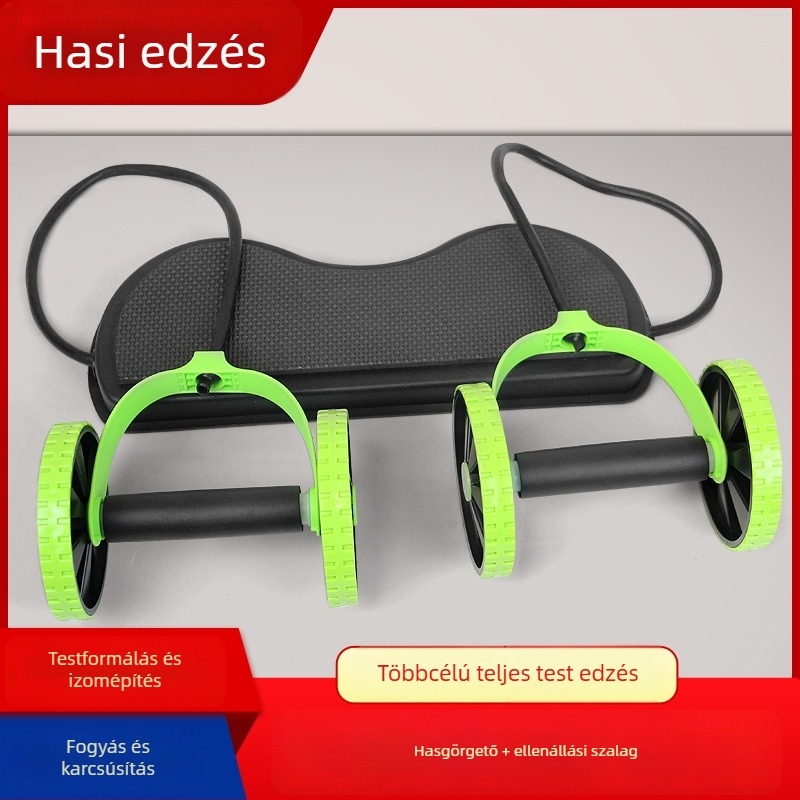 Kétkerekű, multifunkcionális hasizomkör húzóeszközzel és automatikus visszahúzással