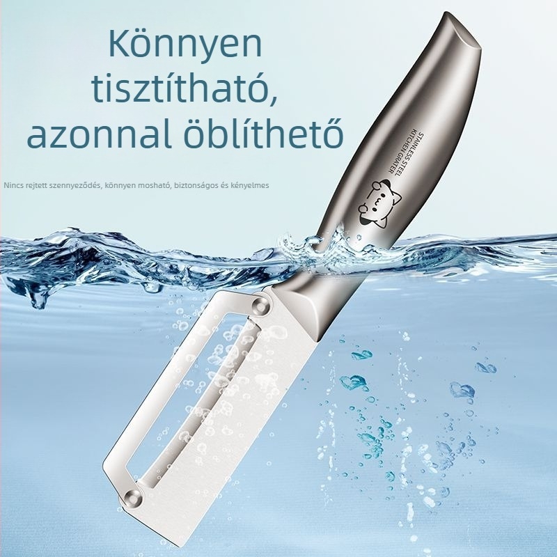Kétfunkciós rozsdamentes acél konyhai eszköz: gyümölcs-hámozó és cukornád-kés
