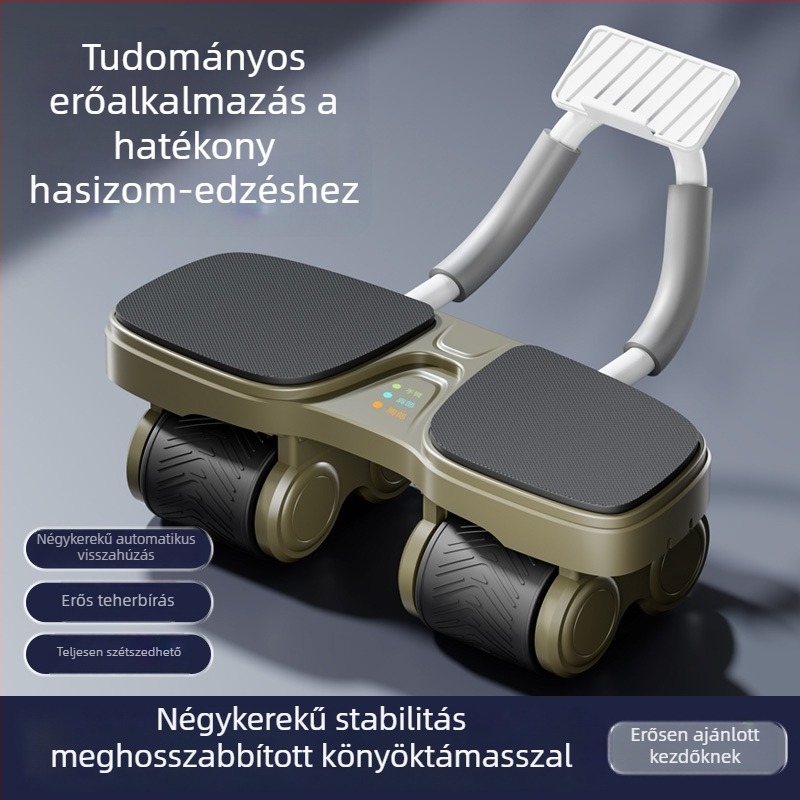 KC tanúsított négykerekű hasgörgő automatikus visszarúgással – férfiaknak és nőknek, fitneszeszköz, könyöktámasz, hasizom-formázás