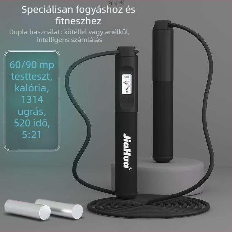 Állítható súlyú ugrókötél acélhuzalból, számlálóval, edzéshez