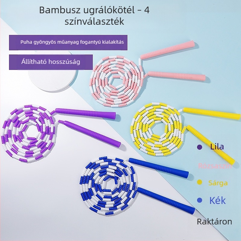 Gyöngyös bambusz-szegmenses ugrókötél gyerekeknek és felnőtteknek