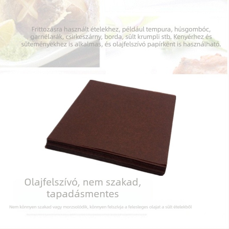 Barna Kraft papír élelmiszerekhez — alátét desszertekhez és snackekhez, olajfelszívó papír hasábburgonyához, pizza és hamburger.