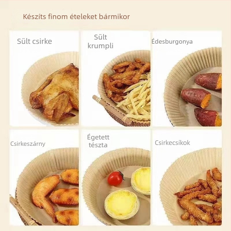 Silikonolajjal bevont sütőpapír, kör alakú, sokoldalú sütéshez és főzéshez, élelmiszer-biztonsági minősítésű
