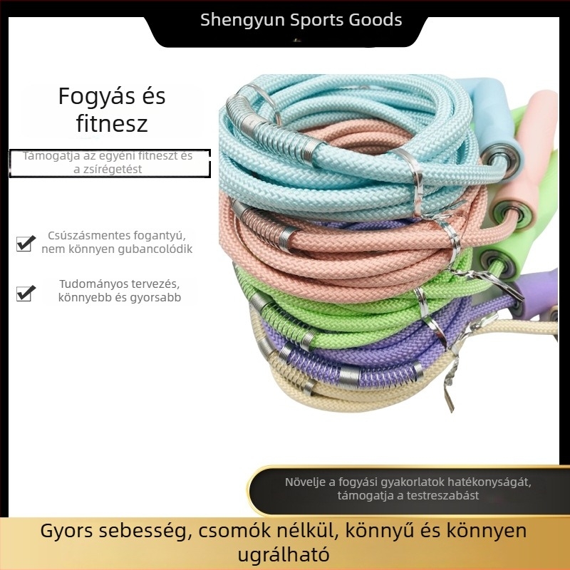 Macaron színű ugrókötél csapágyas görgőkkel és pamutszállal, állítható diákok edzéséhez