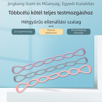 Szilikonból készült ellenálláshúzó kötél hétlyukú kapcsolódó hurkokkal – jóga, hát- és mellkasnyújtás – fitnesz eszköz