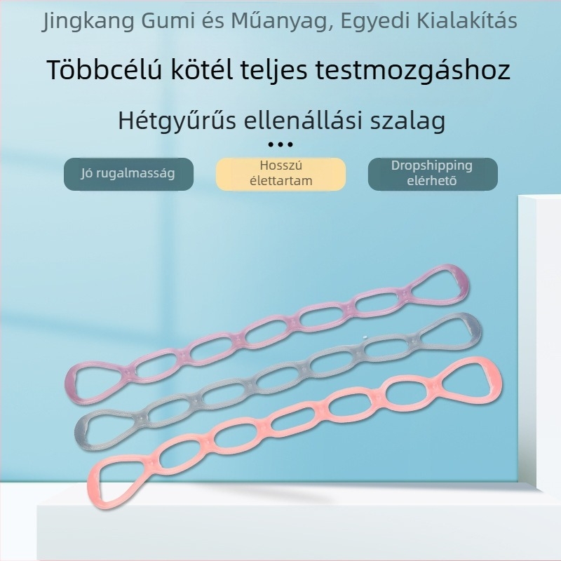 Szilikonból készült ellenálláshúzó kötél hétlyukú kapcsolódó hurkokkal – jóga, hát- és mellkasnyújtás – fitnesz eszköz