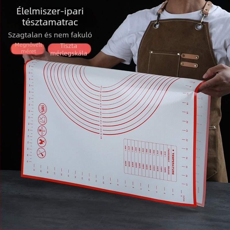 Sütőmatrac tészta dagasztásához, hőálló platina-szilíkon, csúszásmentes és tapadásmentes, elérhető különböző méretek és színek