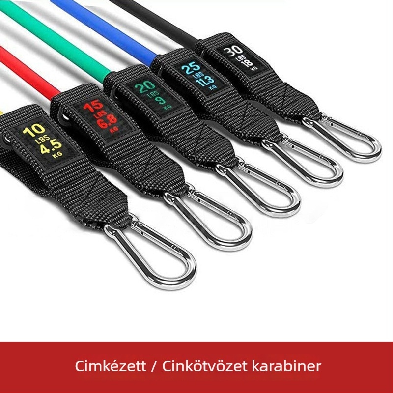 11 részes TPE ellenállás-szalag készlet otthoni izomgyakorlatokhoz, 100/150 lb