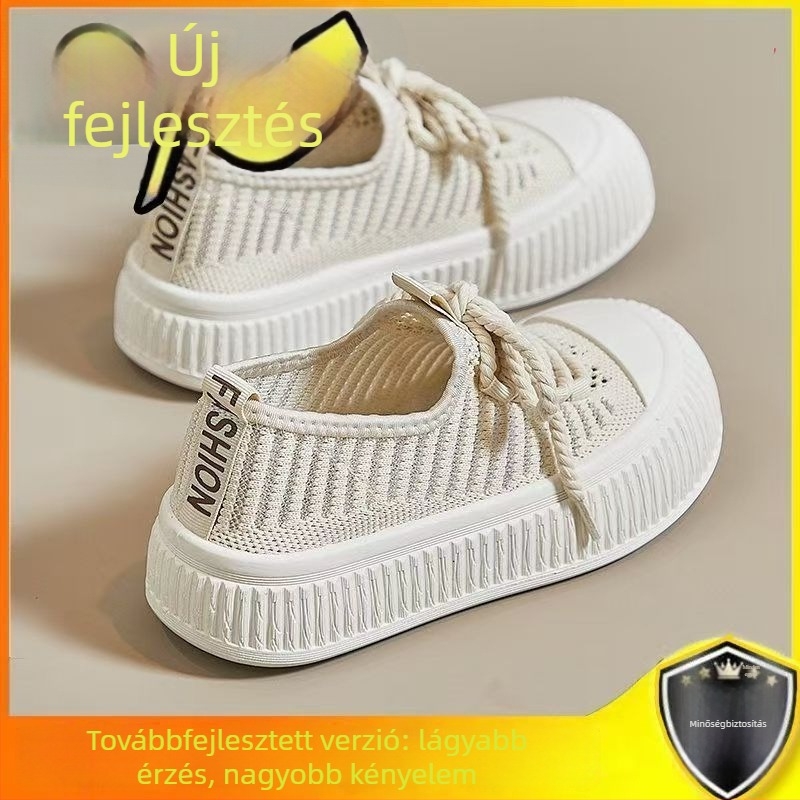 Női mesh sportcipő nyárra, légáteresztő slip-on, vastag talppal
