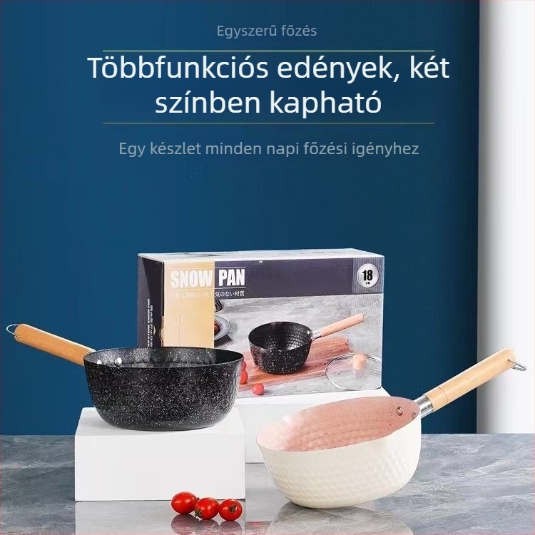 Japán stílusú Maifan-kő bevonatú, tapadásmentes edény háztartási használatra — babaételekhez, edény tészta főzéséhez, tej edény és kis leveses edény indukcióval kompatibilis