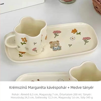 Kerámia bögrés étkészlet tavaszi kert motívummal – friss reggeli bögrék, otthoni étkészlet
