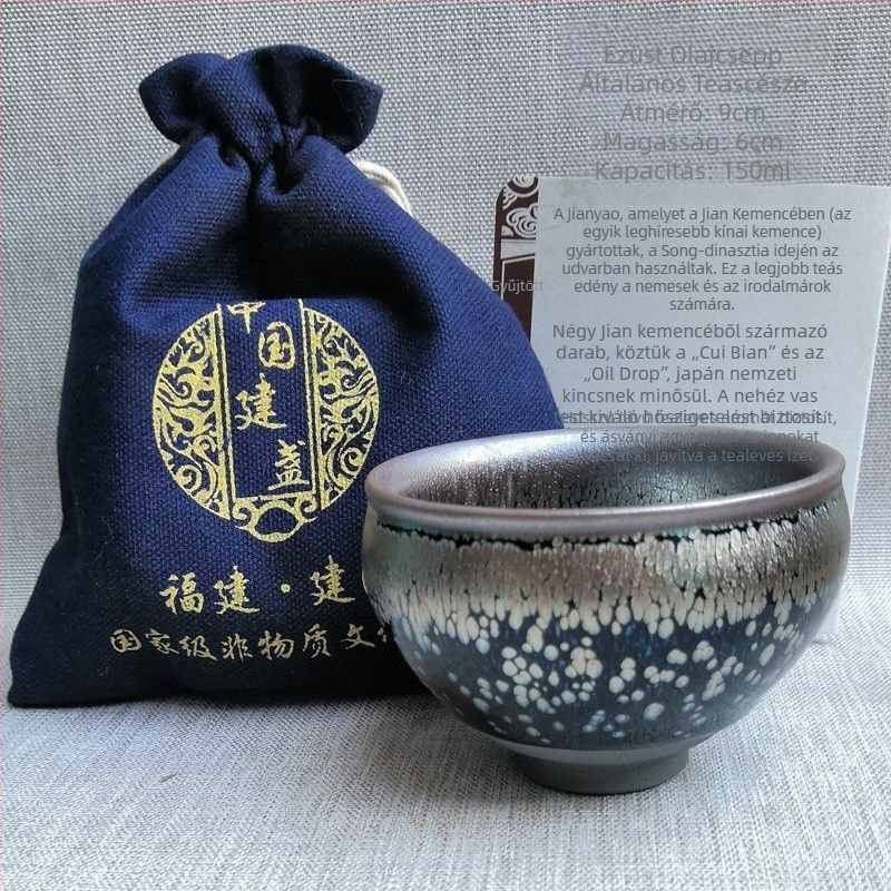 Hiteles Jianyao teáscsésze nagy Jian Kiln tál, kézzel készített kerámia olajcsepp mázzal
