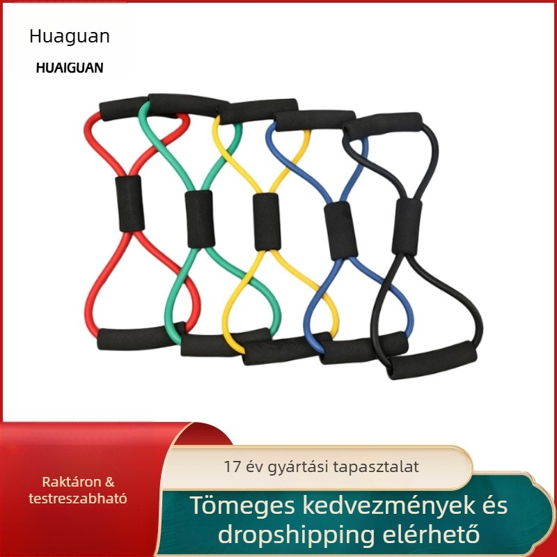 8-szög alakú latex mellkasnyújtó, 5×9 mm, fitnesz eszköz otthonra, rehabilitáció és jóga