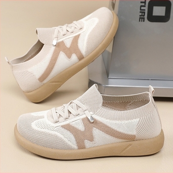 Női mindennapi sneaker fly-knit felsőrésszel, alacsony talppal, slip-on, színes blokk dizájn