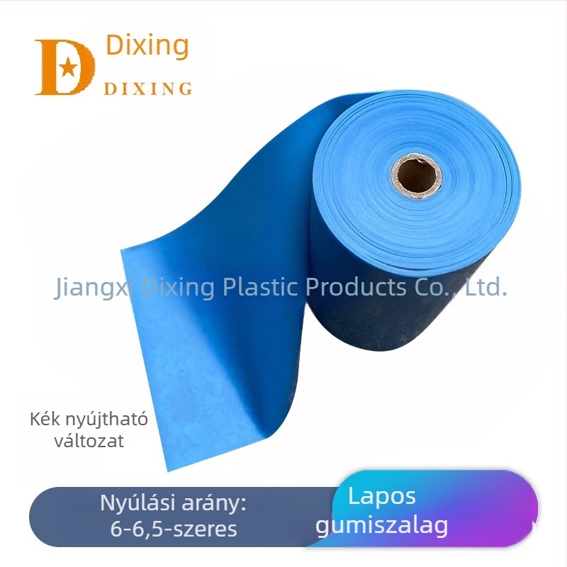 Átlátszó kék, lapos latex gumiszalag sárkány-skála mintával, 0,55/0,6/0,65 mm, fagyálló, tartós feszítő, 10,1 m hosszú tekercs, 15 cm szélesség