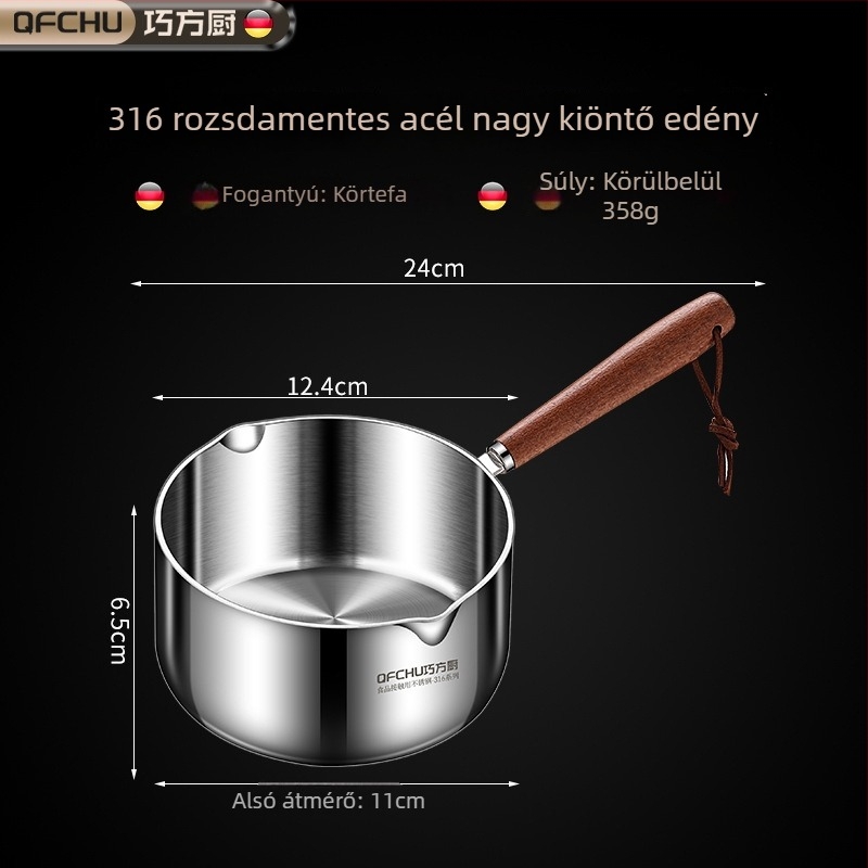 316 rozsdamentes acél olajtartó – kis konyhai edény forró olaj öntéséhez, kompakt