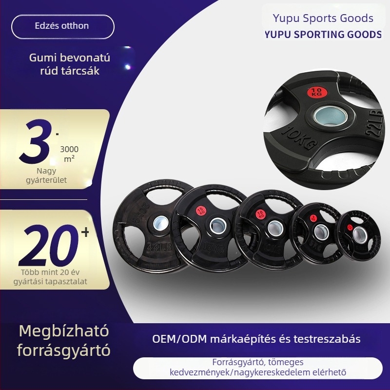 Állítható gumírozott bárkorongok, háromlyukas kialakítás, nagy és kicsi lyukakkal, otthoni edzéshez