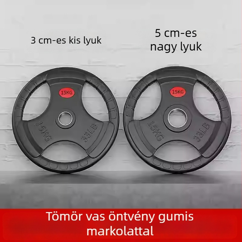 Állítható gumírozott bárkorongok, háromlyukas kialakítás, nagy és kicsi lyukakkal, otthoni edzéshez