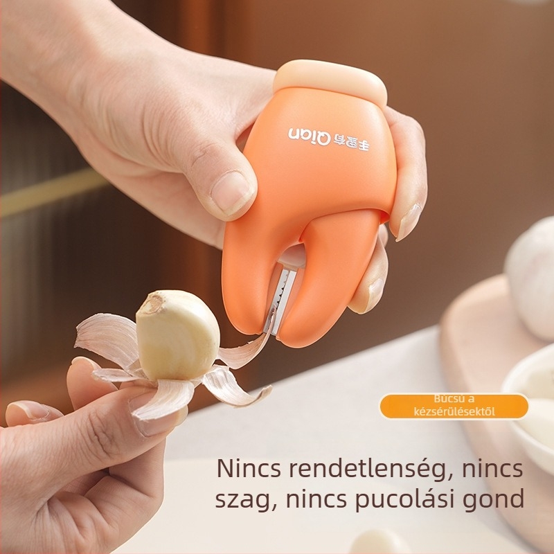 2–in–1 mágneses fokhagyma hámozó és gyömbér kaparó, fogantyúval
