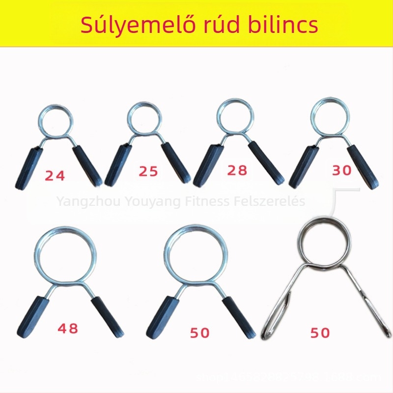 Rúdklipsz fogantyúval, a meglazulás elleni rugós zár olimpiai rúdhoz és súlyzórúdhoz